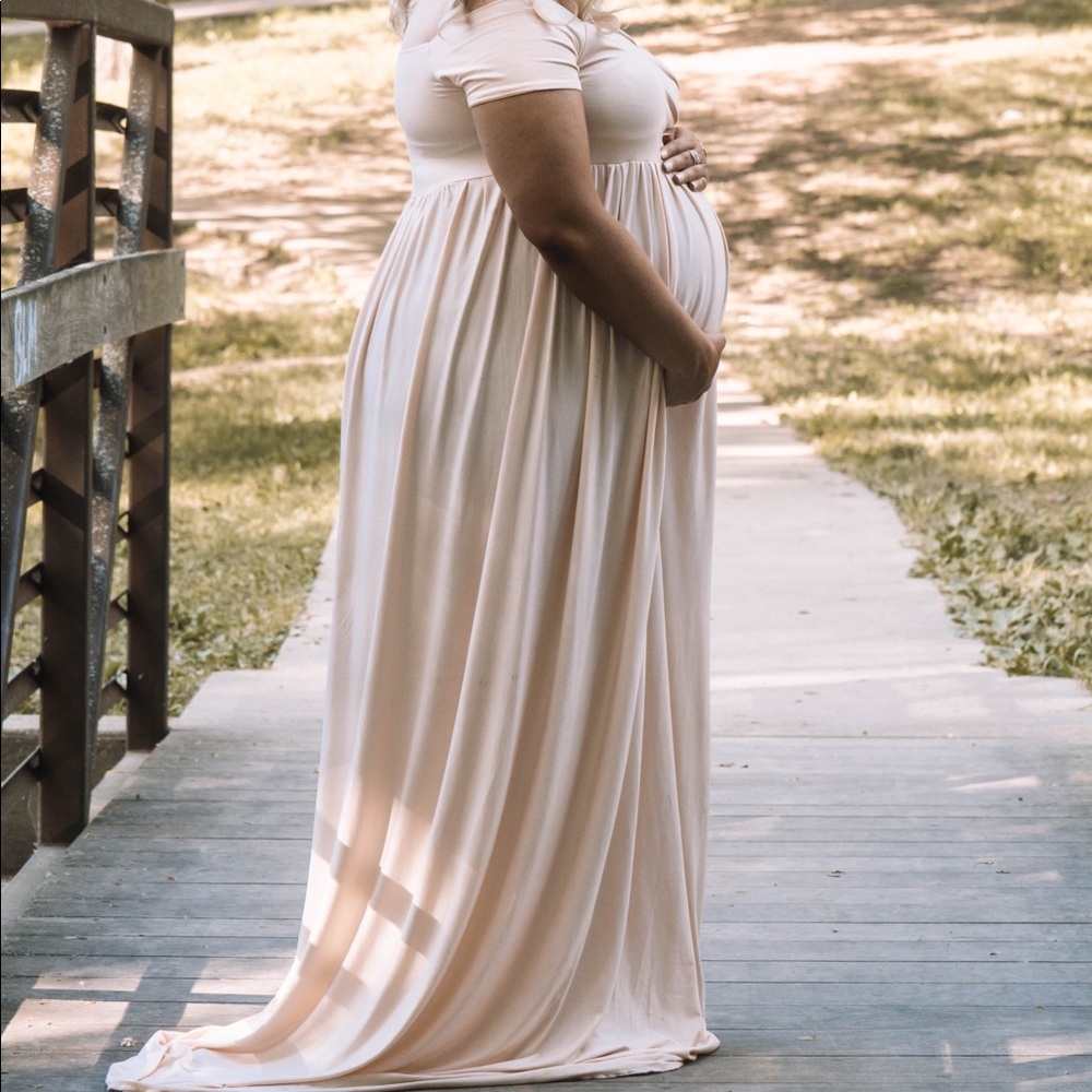 Beautiful Blush Floor Length Maternity Dress